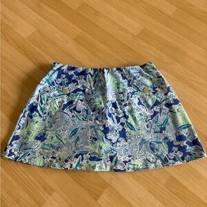 Lilly Pulitzer Blue and Green Floral Mini Skirt